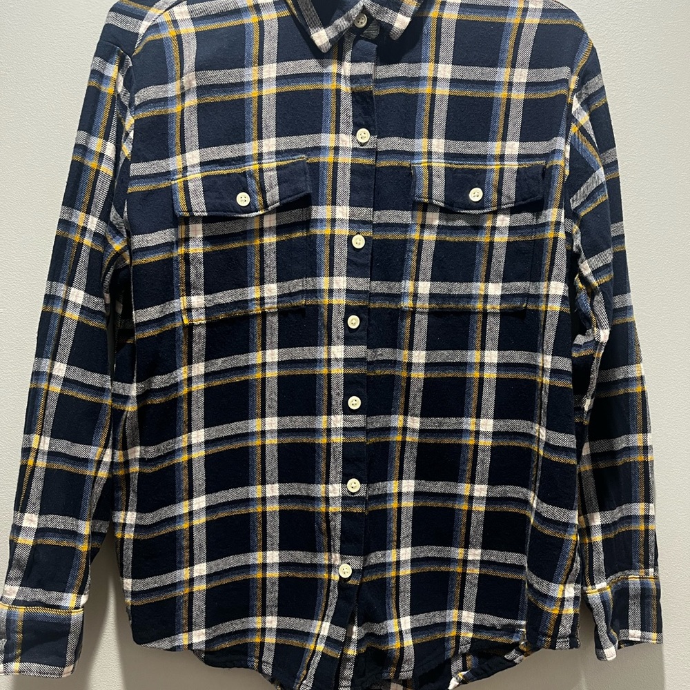 Women's Old Navy‎ Blue Plaid Flannel Button Up Shirt.The Boyfriend ,Size Small